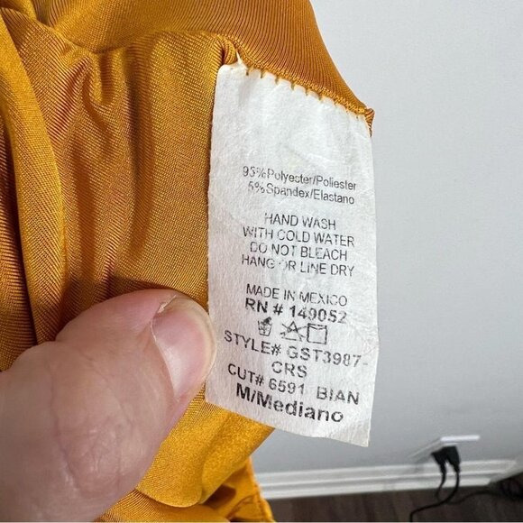 Fashion Nova Womens Size Medium Looking Amazing Skirt Mustard Midi NEW High Slit - Picture 8 of 11